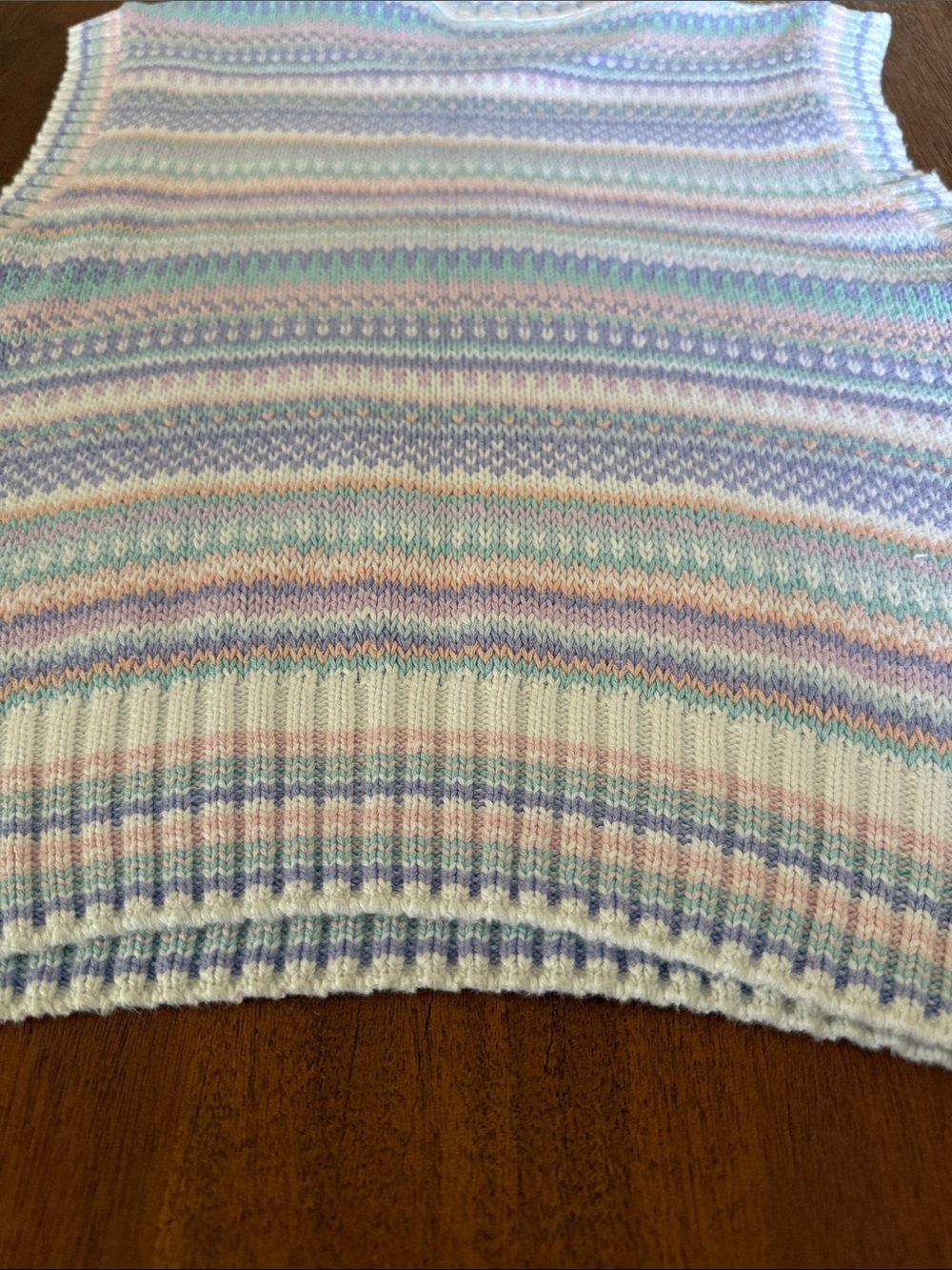 Lord & Taylor Pastel Striped Sleeveless Crewneck Sweater Vest - Picture 9 of 9